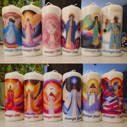 Archangel white pillar candles - archangel,